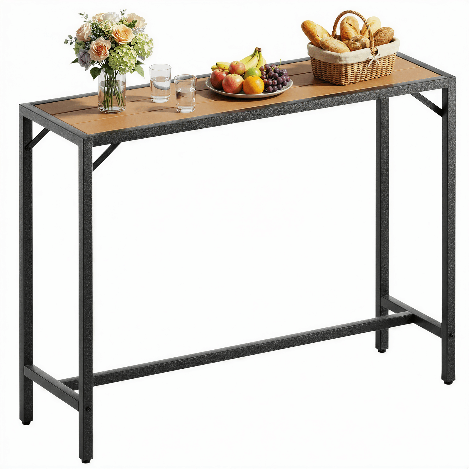 TLSUNNY Bar Table, 40"/47“/55“ Rectangular Pub Height Table, Sofa Console, Dining or Coffee Table for Narrow Spaces, Living Room, Sturdy Metal Frame, Easy Setup