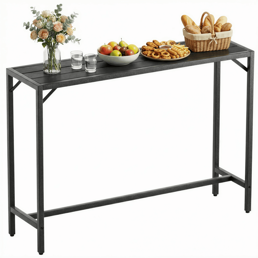 TLSUNNY Bar Table, 40"/47“/55“ Rectangular Pub Height Table, Sofa Console, Dining or Coffee Table for Narrow Spaces, Living Room, Sturdy Metal Frame, Easy Setup